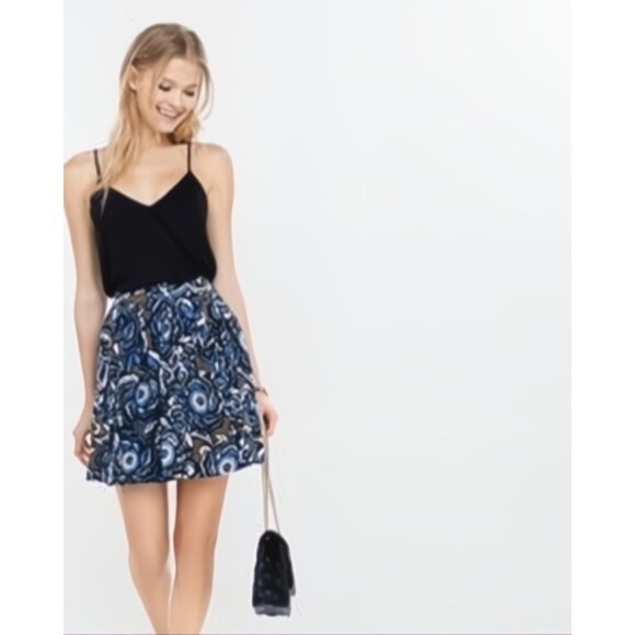 Express Pop Floral High Waisted Full Mini Skirt 4 - Picture 1 of 2